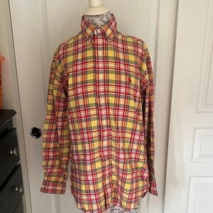 Ralph Lauren Yellow and Red Plaid Casual Button Down Shirt